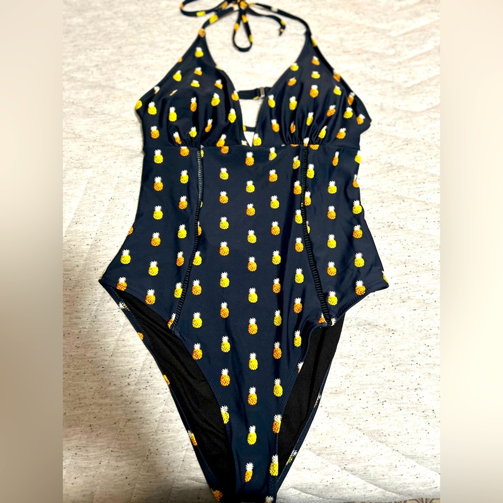 Cupshe Pineapple One Piece Pineapple Women’s Halter Swimsuit adjustable tie neck